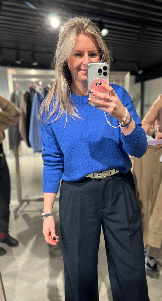 Sweater With Round neck Cobalt Blue